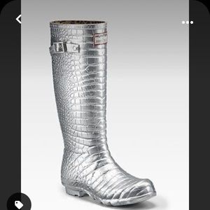 Jimmy Choo hunter metallic silver boots